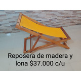 Reposera De Madera Y Lona Usada 