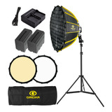 Iluminação Softbox Led 100w Greika Com Bateria Fonte Tripé