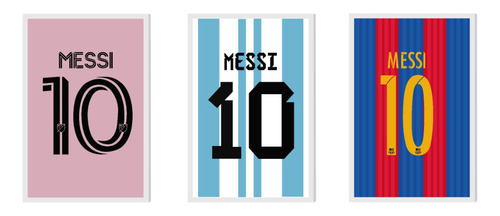 3 Cuadros Camisetas Messi Similmarco Decofactory 30x20cm