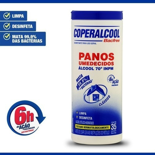 Lenço Umedecido Pano  Álcool 70% Cooperalcool Bactericida