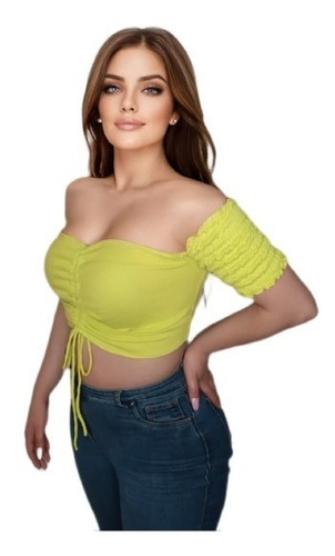 Blusa Crop Top Juvenil Modelo A Color Verde Manzana