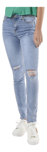 Jeans Juvenil Pitillo Rasgado Tiro Alto Skinny Fit Mujer