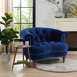 Sillón Ariana Victoriano Tapizado En Terciopelo Azul Marino