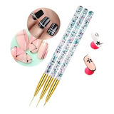 3 Pinceles Liner Fino Mano Alzada Nail Art Uñas Gel