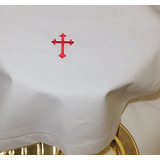 Integrity Designs White Linen Altar Cloth Red Cross Bordado