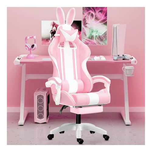 Cadeira Gamer Orelhinha Rosa 