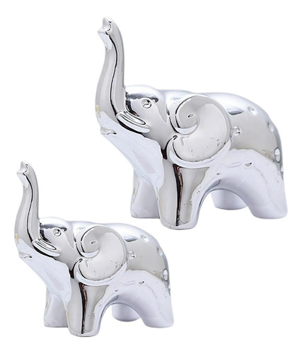 1 Par De Estatuillas De Elefantes, Esculturas De Plata