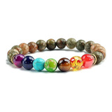 Pulsera Manilla Chakras Piedra Natural Ojo De Tigre Hombre