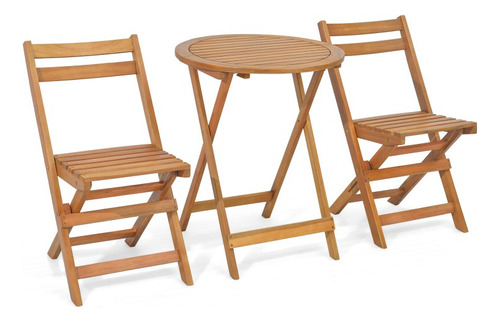 Set De Mesa Y 2 Sillas De Madera Plegable Café Gpl