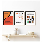 Cuadros Bauhaus Minimalistas Modernos Colores Set X 3