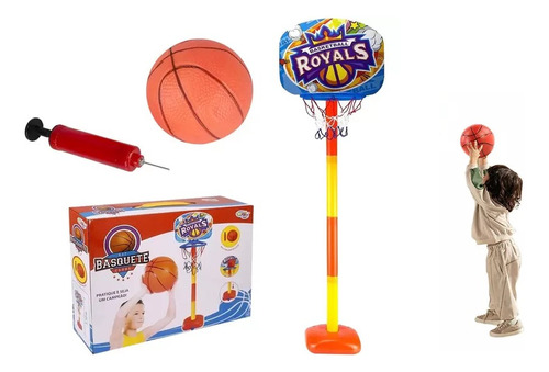 Kit Cesta De Basquete Infantil Tabela Bola E Bico Inflador