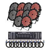 10 Canhao Refletor Par Rgb 54 Led 3w Triled + Mesa + Cabos