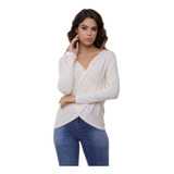 Blusa Frio Feminina Transpassada Manga Longa Inverno Basica