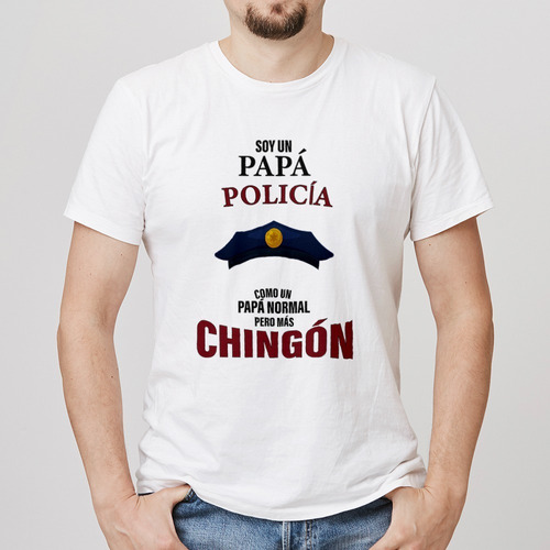 Playera Blanca Estampado Papá (profesión) Más Chingon