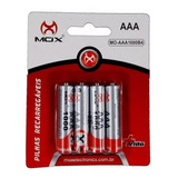 Pilhas Aaa Mox Recarregáveis 1000 Mah - Kit 4 Pilhas 