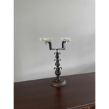 Candelabro Antiguo Hierro Cristal 4 Velas Industrial Candil