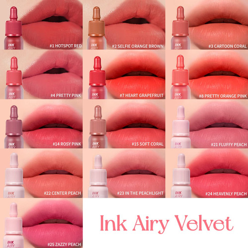 Peripera Tint Airy Velvet Lip Tint, Lip Lip (0.14 Fl Oz, 004