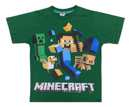 Camiseta Camisa Infantil Minecraft 100% Algodão