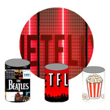 Kit Painel Festa Redondo1,50 + 3 Capas Cilindro Netflix