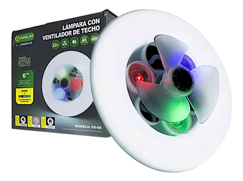 Lampara Led Rgb Y Ventilador Silencioso Base E27 6 PuLG 40w