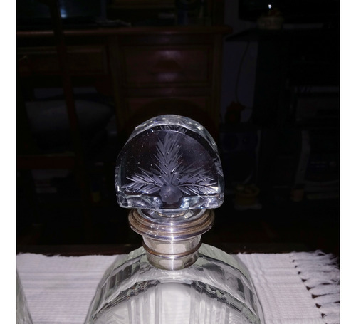 Botella De Cristal Y Plata Para Whisky Y/o Licor De 330 Ml