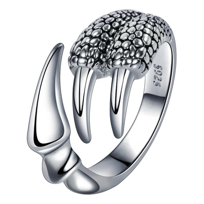 Ps Anillo De Garra Dragón Plata Tailandesa Retro, Anillo