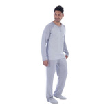 Pijama D Frio Masculino Adulto Tecido Canelado Inverno Punho