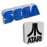 Placa Decoração Sega Atari De Mesa Quarto Kit Geek Enfeite