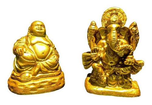 Estatua Buda E Ganesha Decoração Zen Enfeite Casa Em Resina
