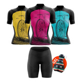 Conjunto De Ciclismo Feminino Bermuda De Gel E Camiseta 2023