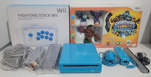 Nintendo Wii Azul 128gb Jogos Controle Arcade E Skylanders