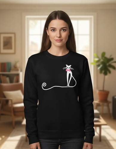 Hoodie Sueter Gato Elegante Con Moño Rosa Cat Glitter