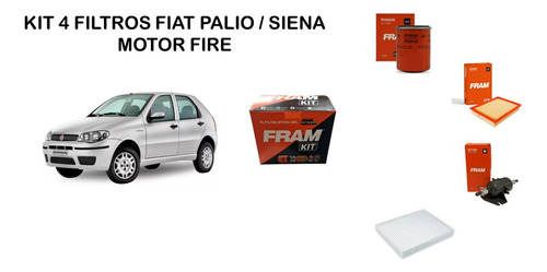 Kit 4 Filtros Fiat Palio Siena Idea Strada Fire 1.4+4l 15w40 Foto 3