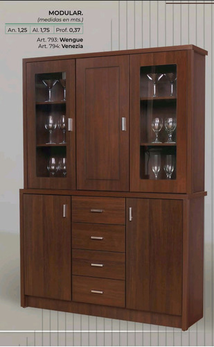 Modular Cristalero Living Comedor  Melamina. 1.25 Mt Cod.793