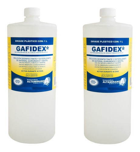 Gafidex 1 Lt. Glutaraldehido 2% Activador En Polvo / 2piezas