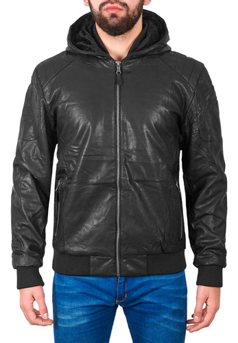 Campera Hombre Con Piel Abrigo Urbana Cuero Pu Importada