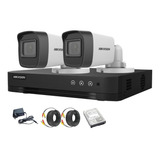 Kit Seguridad Hikvision Dvr 4ch + 2 Camaras 2mp Cables + 1tb
