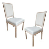 Set 2 Silla Luis Xv Cuadrada Comedor Vintage Madera Elegante