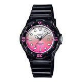 Reloj Casio Mujer Lrw-200h-4e Color De La Malla Negro Color Del Bisel Negro Color Del Fondo Rosa Chicle