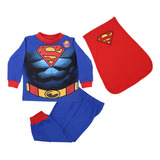 Pijama Superman Músculos 3 Pzs Sudadera Pants Capa Disfraz 