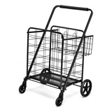 Carrito Doble Compras Negro Plegable Alta Resistencia Gpl