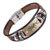 Pulsera Unisex Hombre Mujer Signo Cancer Cuero Elegante M1