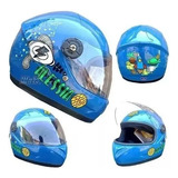 Casco Cerrado Niño Azul Brilloso Planet