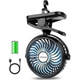 Brigenius Ventilador De Camping Con Clip Con Luces Led, Mini