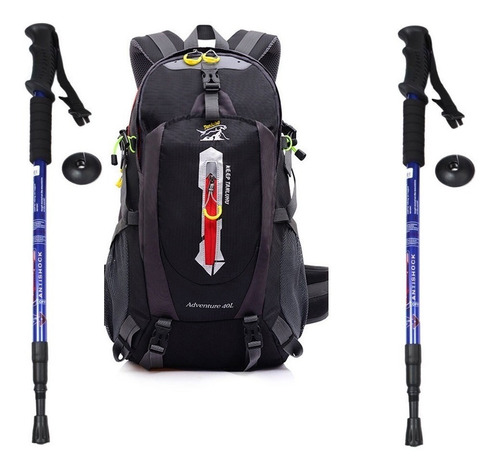 Mochila Trekking  + 2 Bastones De Trekking - Outdoor