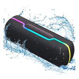 Bocina Bluetooth Portátil Altavoz Impermeable Con Rgb Luces Bluetooth 5.1 Inalámbrico Con Sonido Estéreo Hd Reproducción Manos Libres 3.5mm Aux Micro Sd Tf Usb Alavee E312 Negro