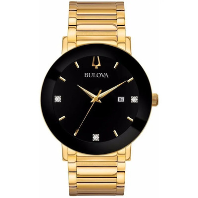 Reloj Bulova Diamond Con 3 Diamantes 97d116 Tienda Oficial Color de la correa Dorado Color del bisel Negro Color del fondo Negro | Meses sin interés