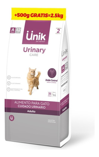 Alimento Unik Urinary Care Control Urinario Gato Adulto 2kg