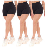 3 Shorts Feminino Academia Bermuda Suplex Legging Fitness