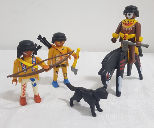 Lote Playmobil Indios Caballo Hacha Flecha Perro A G20